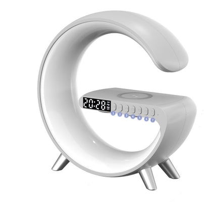 Lumière d'ambiance LED RGB 15W, chargeur sans fil, réveil, lampe de bureau, haut-parleur Bluetooth avec contrôle APP 