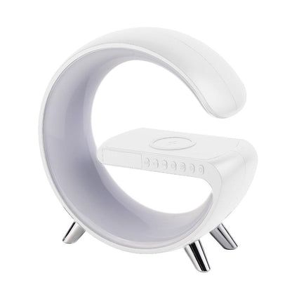 Lumière d'ambiance LED RGB 15W, chargeur sans fil, réveil, lampe de bureau, haut-parleur Bluetooth avec contrôle APP 